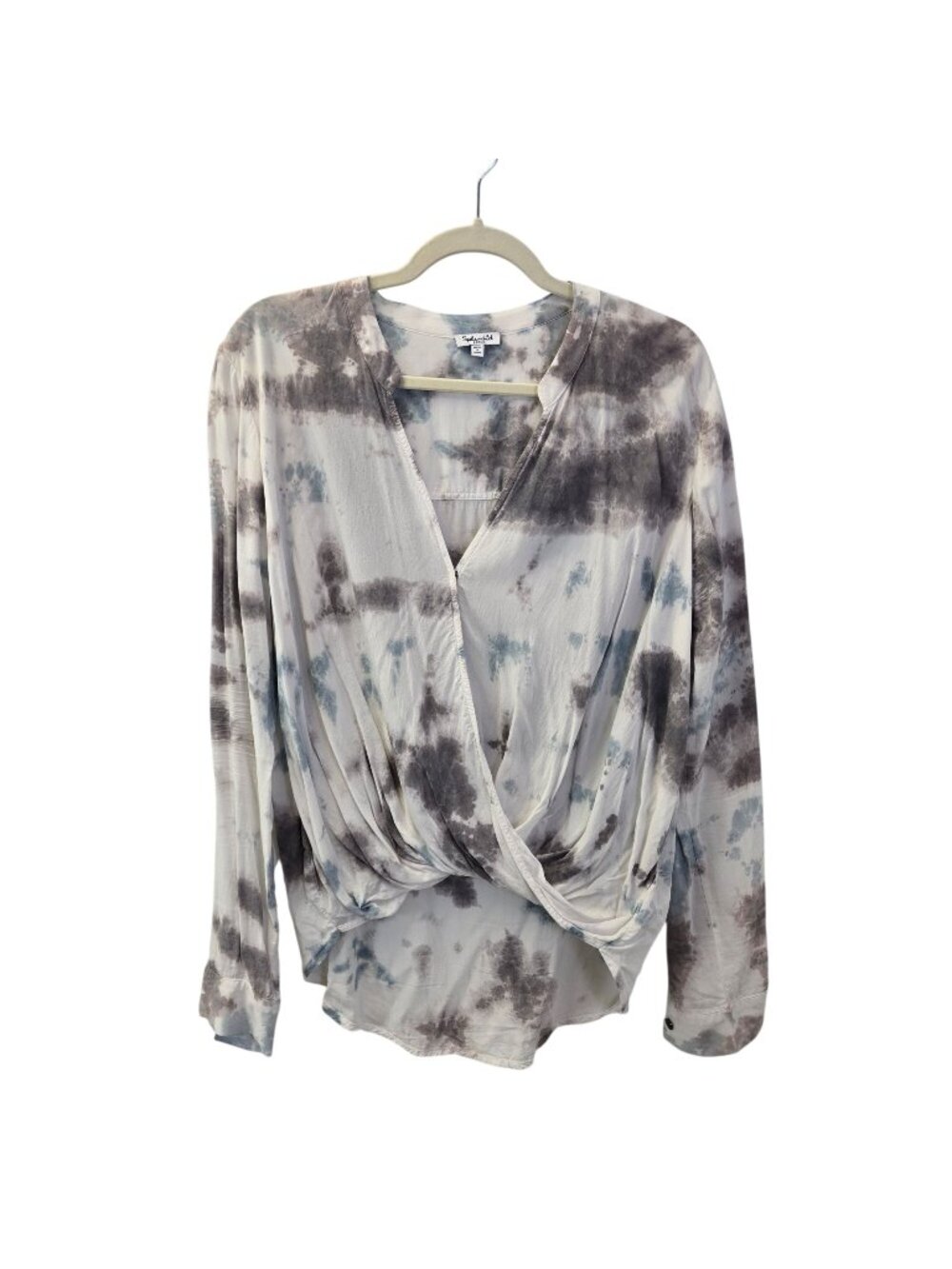 Splendid Tie Die Faux Wrap Hi-Low Blouse Size Large